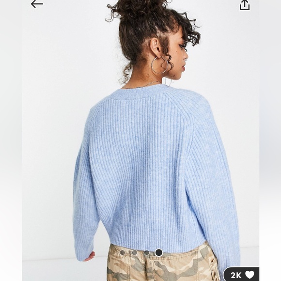 WEEKDAY light blue rib Cardigan size Small - Picture 4 of 4